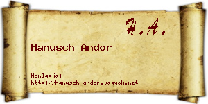 Hanusch Andor névjegykártya